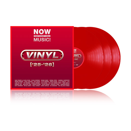 Red vinyl record and album cover for “NOW That’s What I Call Music!”