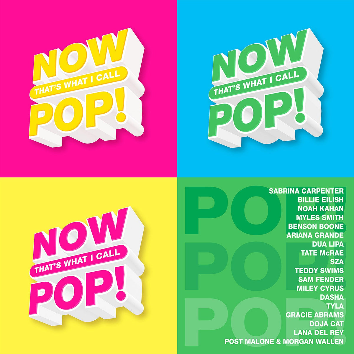 Colorful album cover for "NOW That's What I Call…POP!" vinyl compilation.