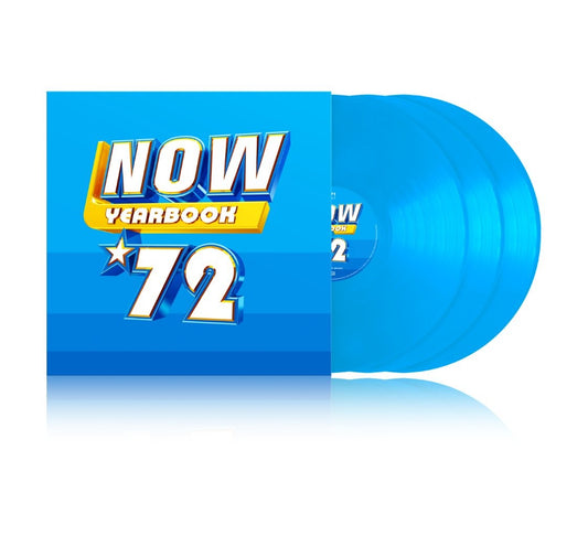 Three blue vinyl records in a blue sleeve with white and yellow text.