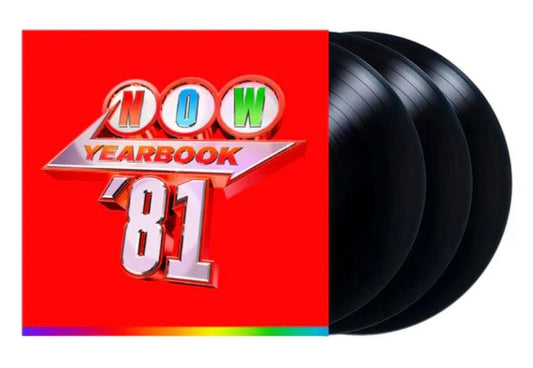 Red album cover for “NOW - Yearbook 1981” with three vinyl records.