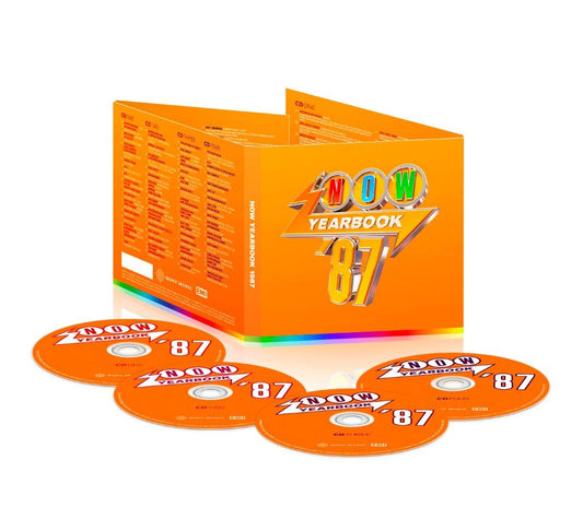 Orange “NOW Yearbook ‘87” CD case with four accompanying CDs.