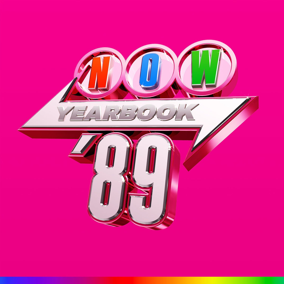 NOW Yearbook '89" CD cover with bold, 3D lettering on pink background.
