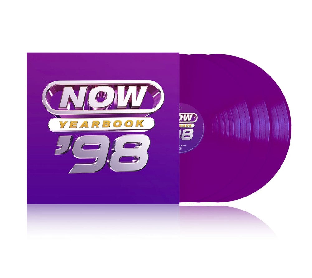 Purple vinyl record with "NOW Yearbook '98" cover art.