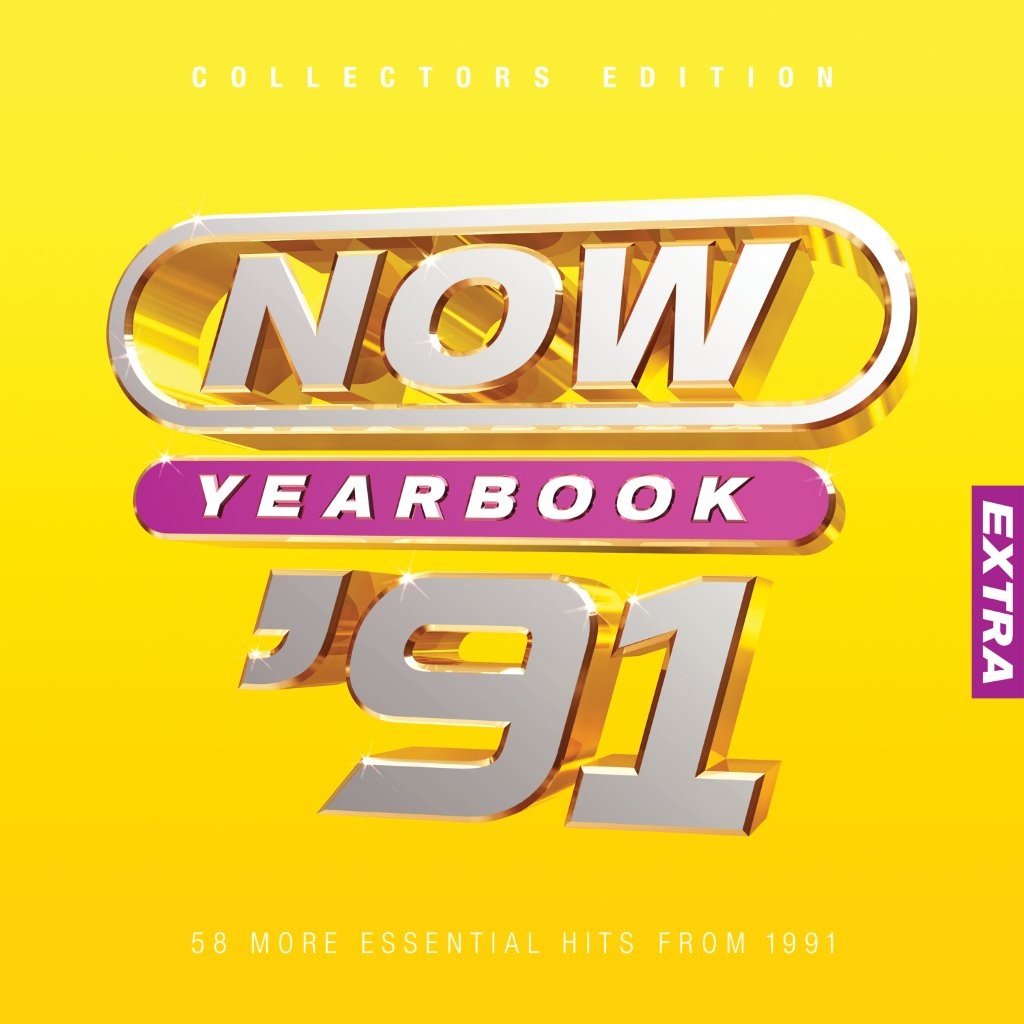 Yellow CD cover with "NOW Yearbook '91" in large, metallic lettering.