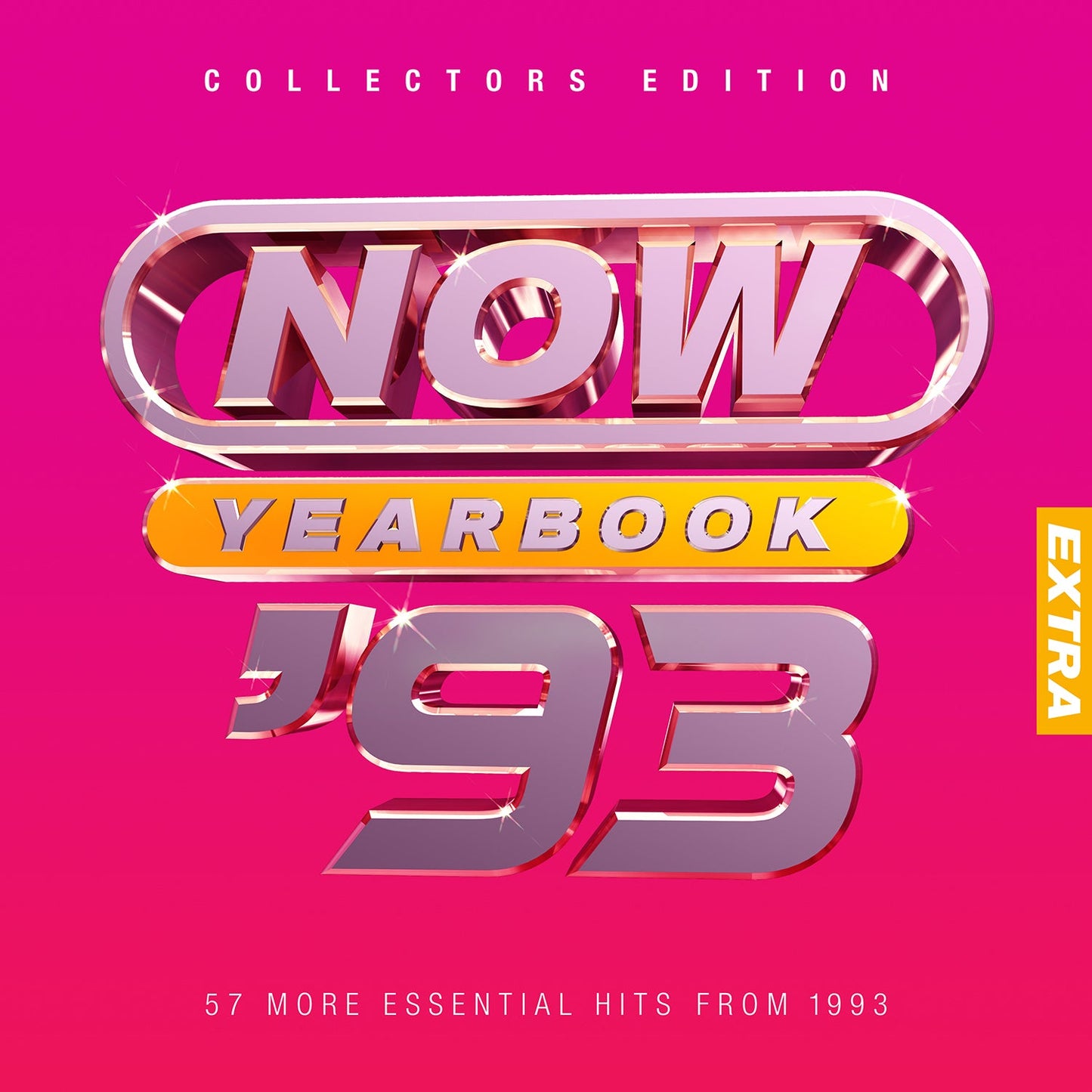 Pink background with large metallic text reading Now Yearbook '93 Extra.