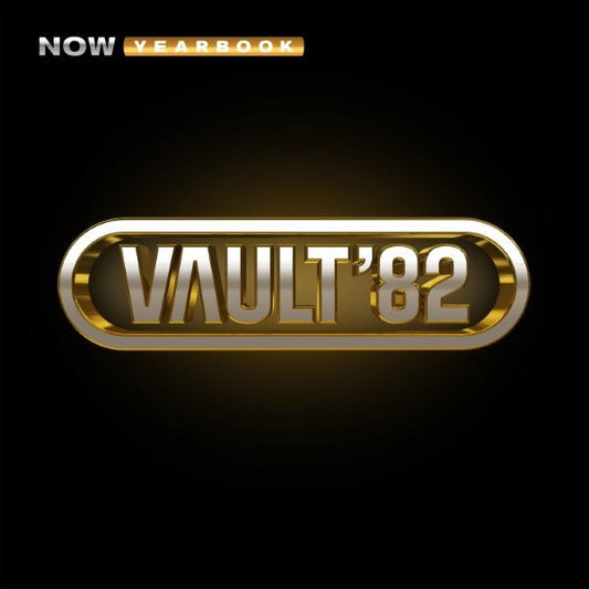 NOW Yearbook logo with a metallic gold and silver Vault 82 emblem on black.
