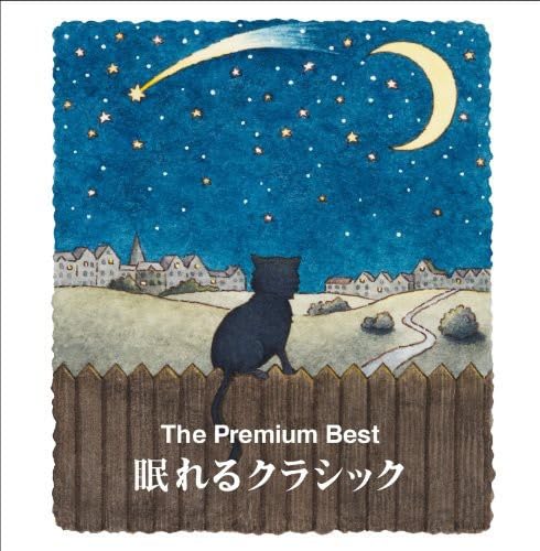 A black cat sits on a wooden fence under a starry night sky.