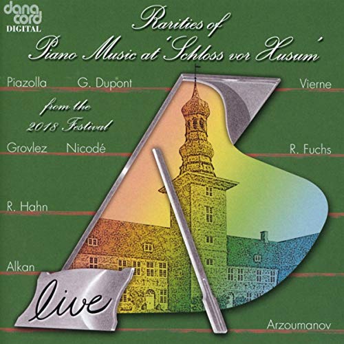CD cover featuring a piano-shaped cutout of a castle on a green background.