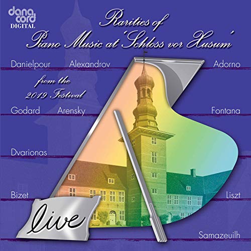 CD cover featuring a piano with a castle image and composer names.
