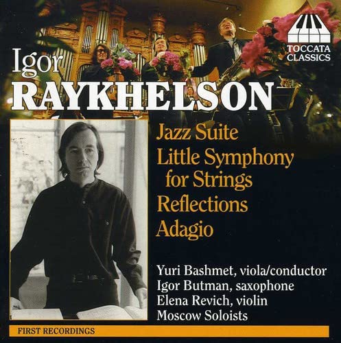 CD cover for Igor Raykhelson’s “Jazz Suite” featuring musicians and portraits.