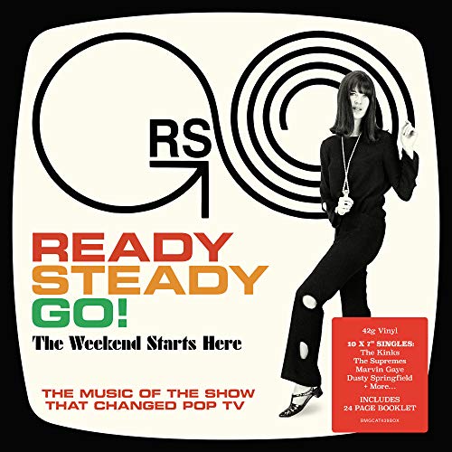 "Vinyl record cover featuring a black-and-white image of a woman and multicolored text."