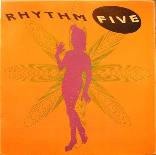 Album cover for Rhythm Five, featuring a pink silhouette on orange.