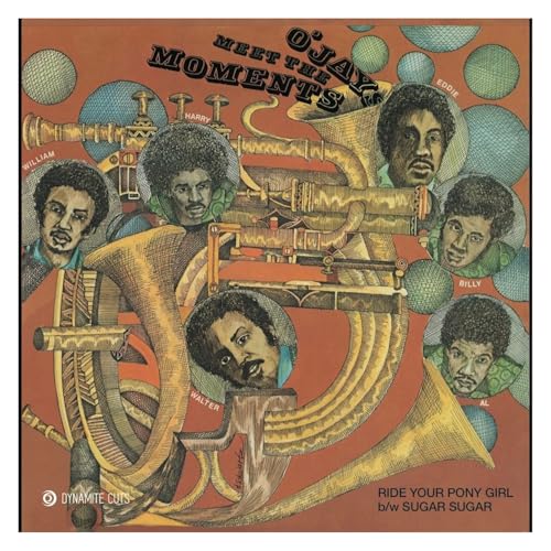 Album cover for O'Jay's "Ride Your Pony Girl" featuring band members' portraits.