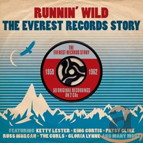 CD cover for "Runnin' Wild - The Everest Records Story" with mountain graphics.