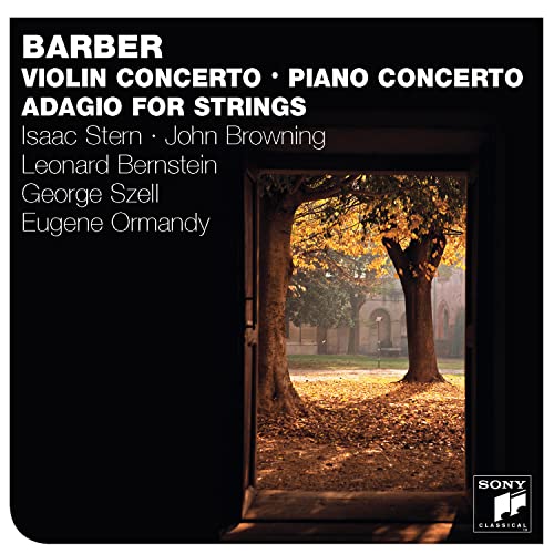 CD cover for Samuel Barber orchestral works, featuring a tree-lined path.