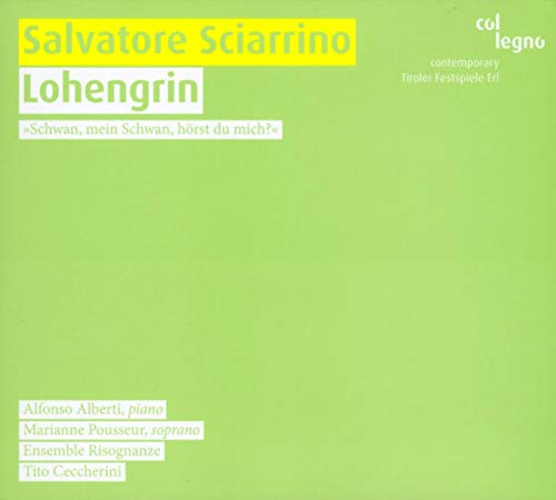 CD cover for Salvatore Sciarrino's Lohengrin with white text on a light green background.