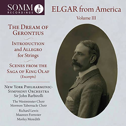 CD cover for Elgar from America Volume III featuring a portrait of Edward Elgar.