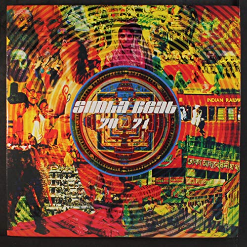 Colorful album cover for "Simla Beat 70" with layered images and text.