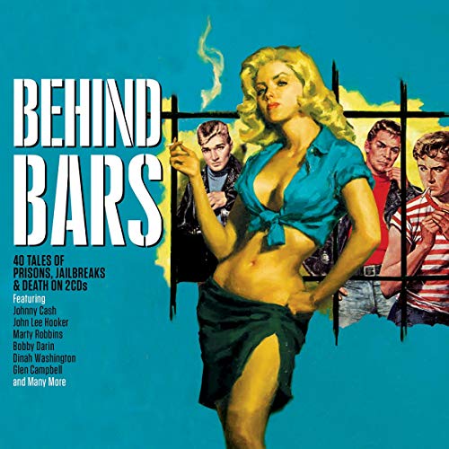 CD cover: "Behind Bars" with illustrated woman and prison imagery.