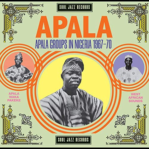 CD cover for “Apala,” featuring three portraits within ornate yellow designs.