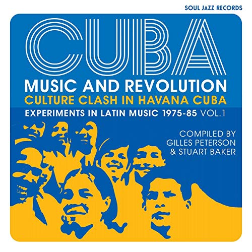 CD cover for “Cuba: Music And Revolution” with stylized text and silhouettes.