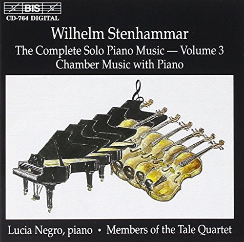 CD cover for Wilhelm Stenhammar’s piano music, volume 3, with piano and strings.