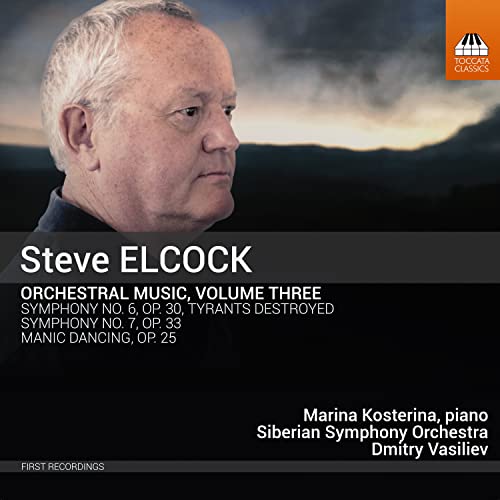 CD cover featuring composer Steve Elcock’s portrait and orchestral music details.
