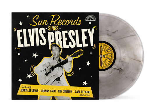 Vinyl record cover featuring Elvis Presley and a translucent record.