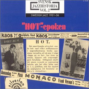 "Blue album cover with newspaper clippings and 'HOT'-epoken in red text, Swedish jazz theme."