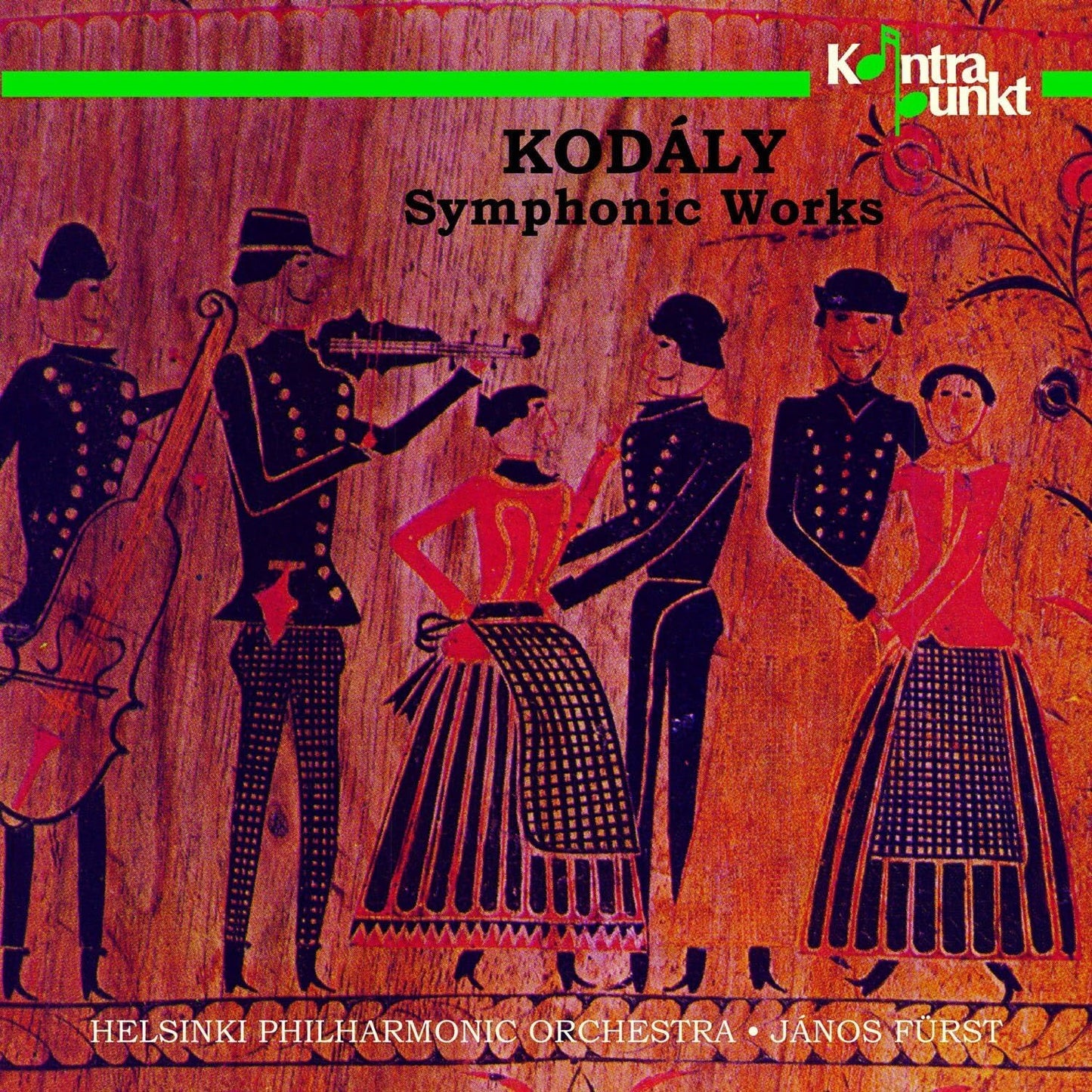 CD cover for "Kodály Symphonic Works" featuring folk art illustration.