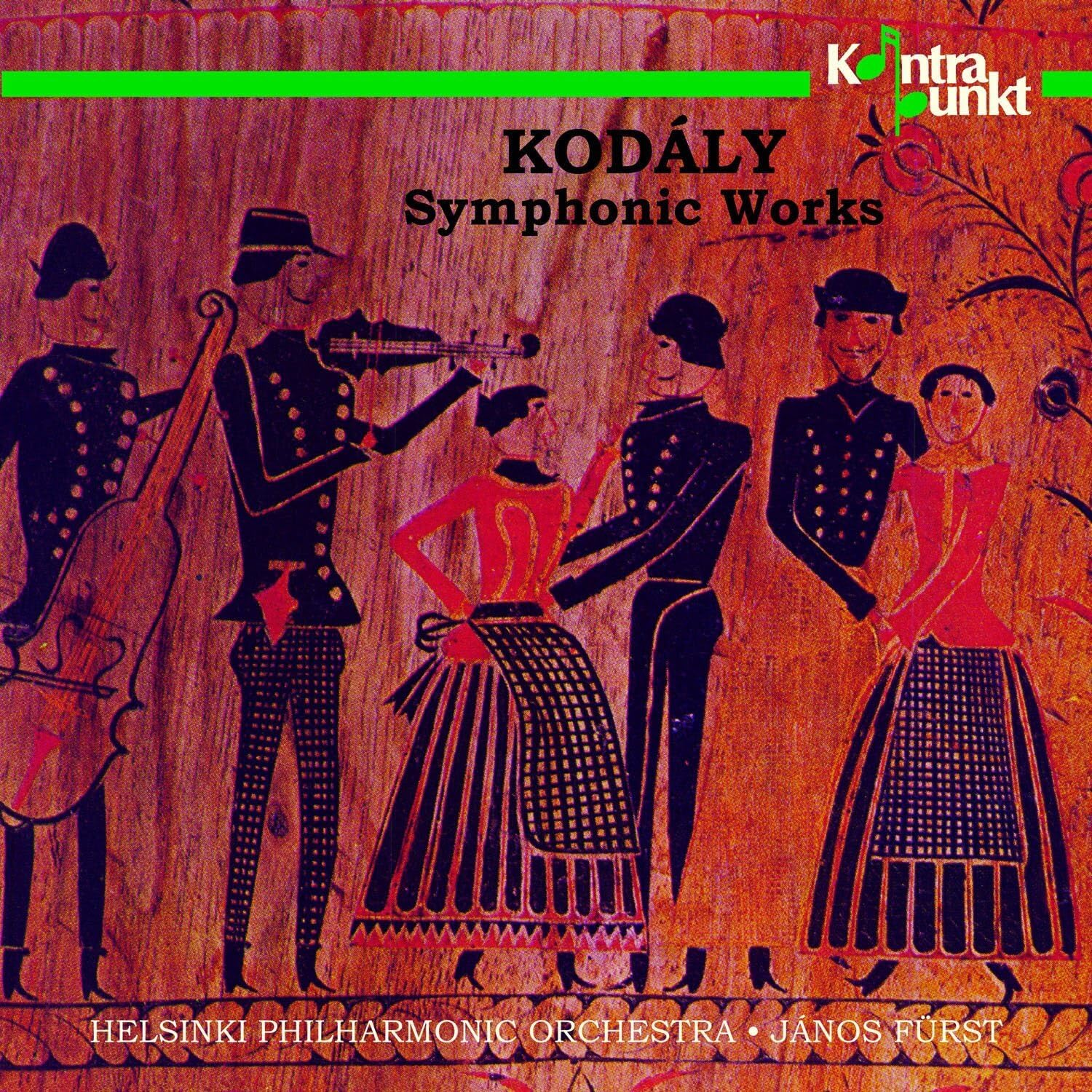 CD cover for "Kodály Symphonic Works" featuring folk art illustration.