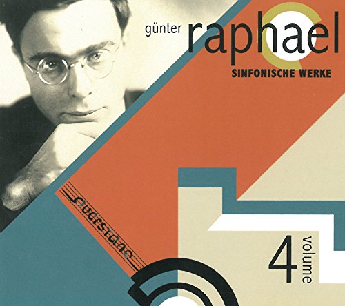 "CD cover with geometric shapes, black-and-white portrait, and text 'Gunter Raphael Sinfonische Werke'."
