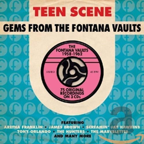 Album cover for Teen Scene: Gems From The Fontana Vaults featuring a vinyl record graphic.