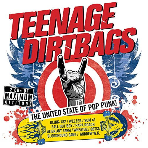 CD cover for “Teenage Dirtbags” featuring a rock-on hand and wings.