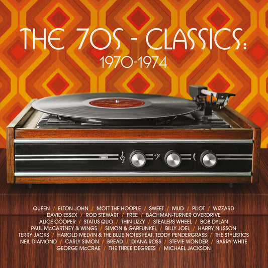 1970s music compilation album cover featuring a vintage record player.