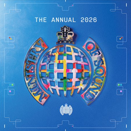 A blue CD cover with a colorful globe and text reading Ministry of Sound 2026.