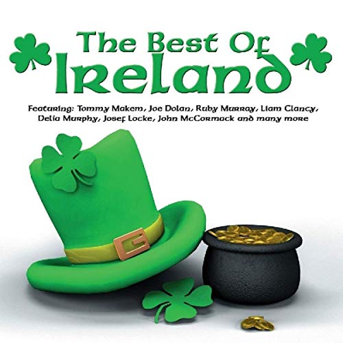 CD cover featuring a green leprechaun hat, a pot of gold, and shamrocks.