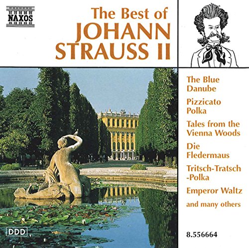 CD cover for “The Best of Johann Strauss II” with portrait and palace.
