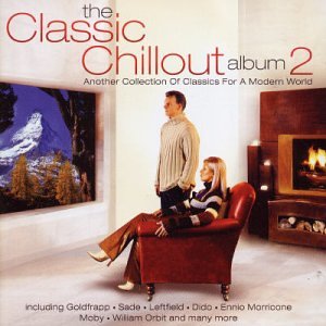 CD cover: couple relaxing in a modern living room with mountain art.
