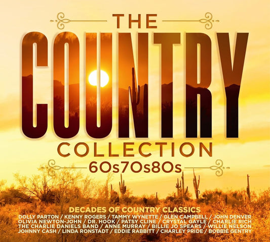 Album cover for The Country Collection featuring a desert sunset and artist names listed.
