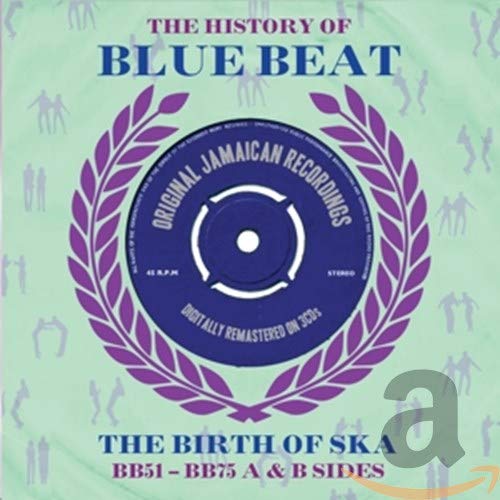 CD cover for "The History of Blue Beat" with a record label design.