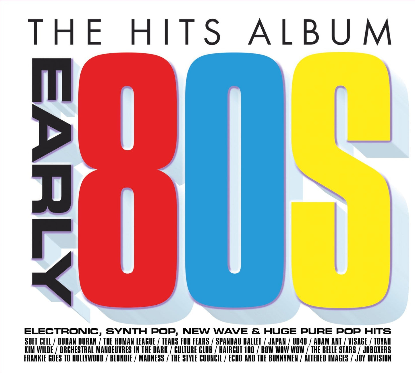 CD cover for “The Hits Album: Early 80s” with bold, colorful typography.