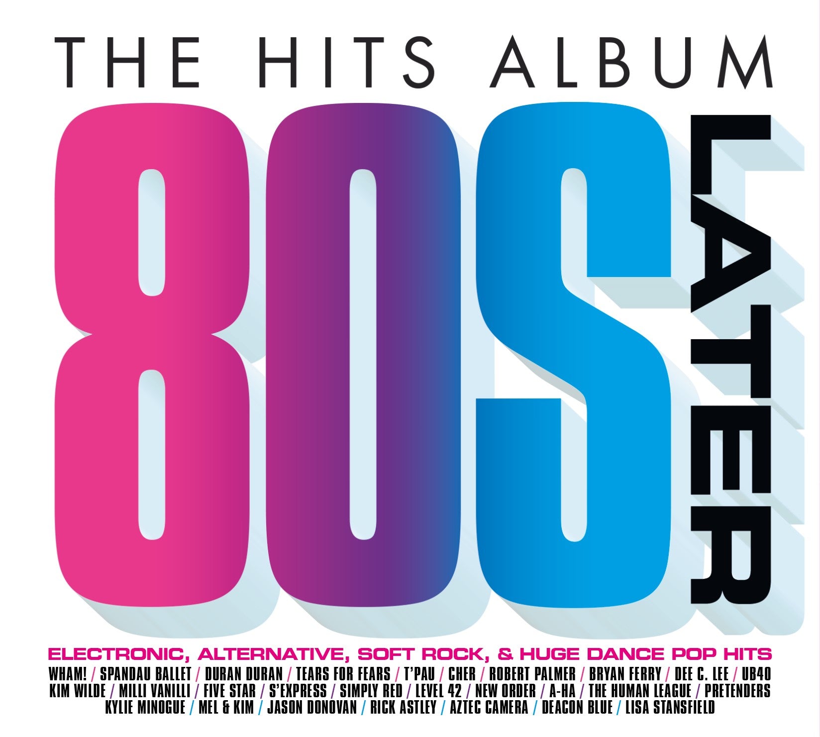 CD cover: "The Hits Album: Later 80s" with large pink and blue text.