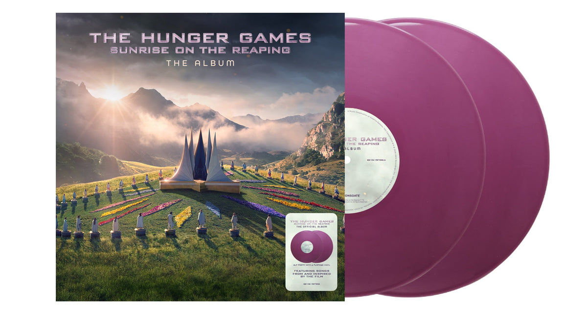 The Hunger Games: Sunrise on The Reaping" vinyl record and album cover.