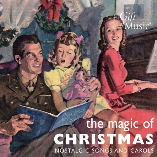 Vintage-style CD cover depicting a family enjoying Christmas carols.