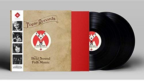 Vinyl record album, “The Real Sound Of Folk Music,” with red spine.