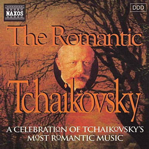 CD cover for “The Romantic Tchaikovsky” featuring a portrait of the composer.