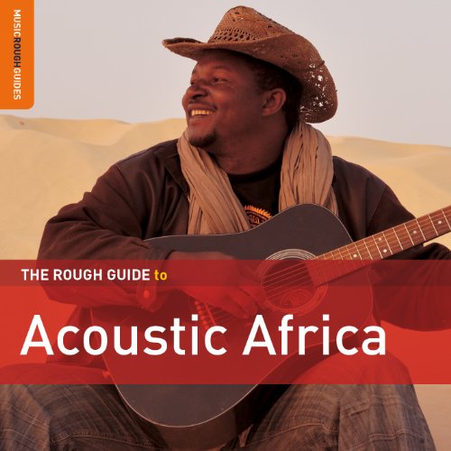Man with guitar in desert, album cover for Acoustic Africa.