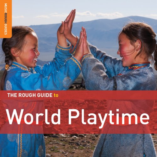 "Album cover featuring two children in traditional clothing high-fiving, with mountains in the background."