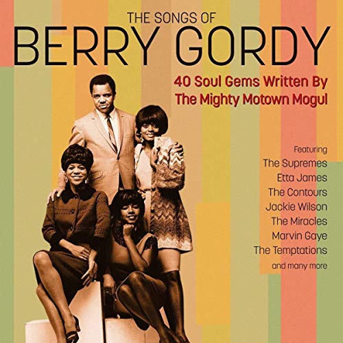 Album cover featuring Berry Gordy standing behind three women against a striped background.